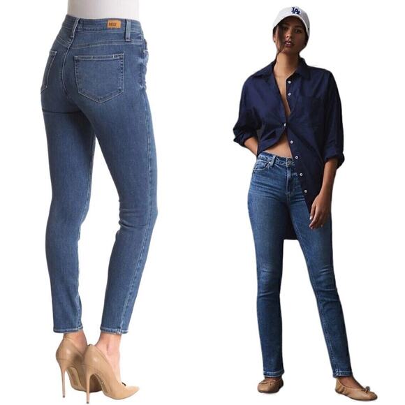 Paige Denim Hoxton Ankle Jeans Size 28 Jillian Destructed Wash Medium Blue - Picture 1 of 10